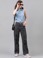 Kotty Women Jean Straight Fit High-Rise Highly Distressed Stretchable Jeans