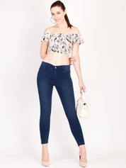 Kotty Women Navy Blue Skinny Fit High-Rise Clean Look Jeans