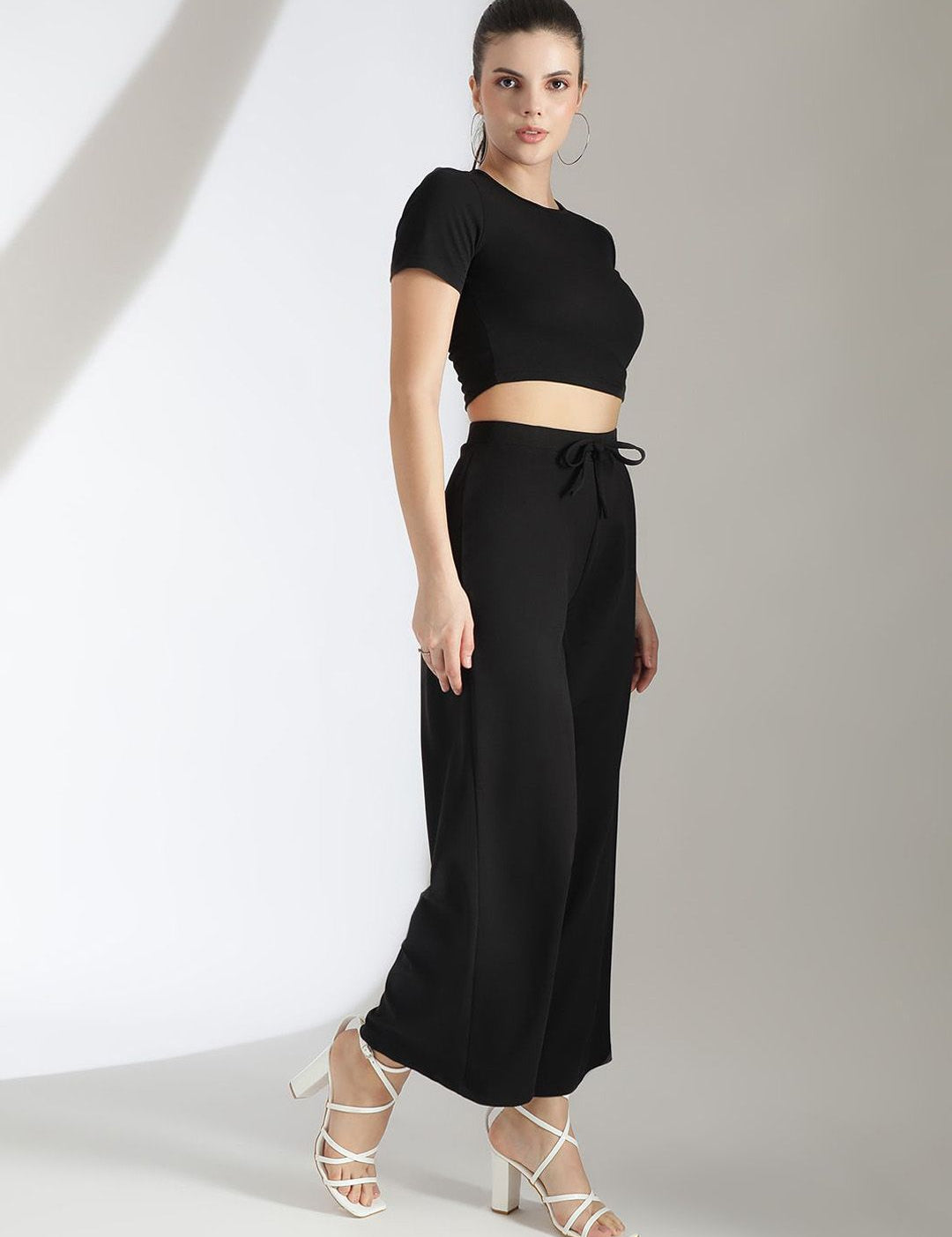 Kotty Black Round Neck Top With Trousers