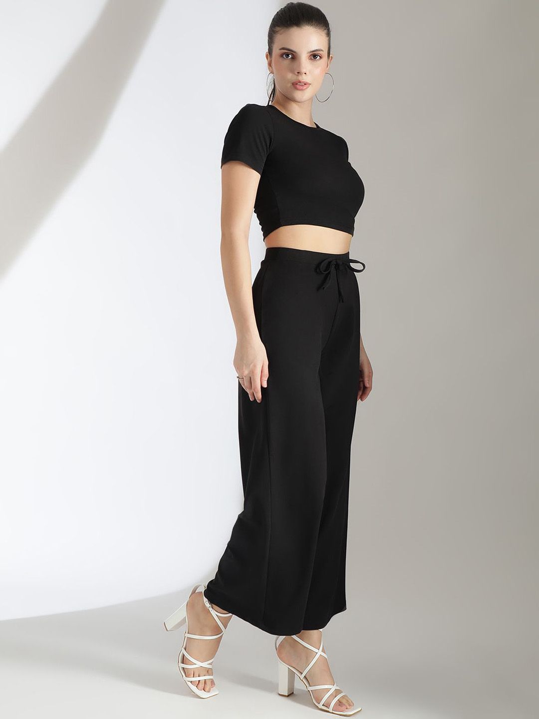 Kotty Black Round Neck Top With Trousers