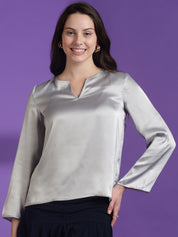 KOTTY BIZwear Round Neck Long Sleeves Satin Top