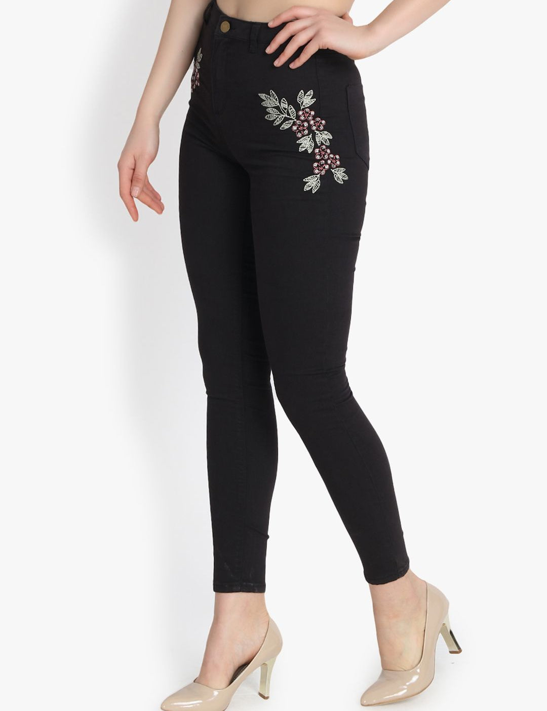 Kotty Women Black Skinny Fit High-Rise Clean Look Stretchable Jeans