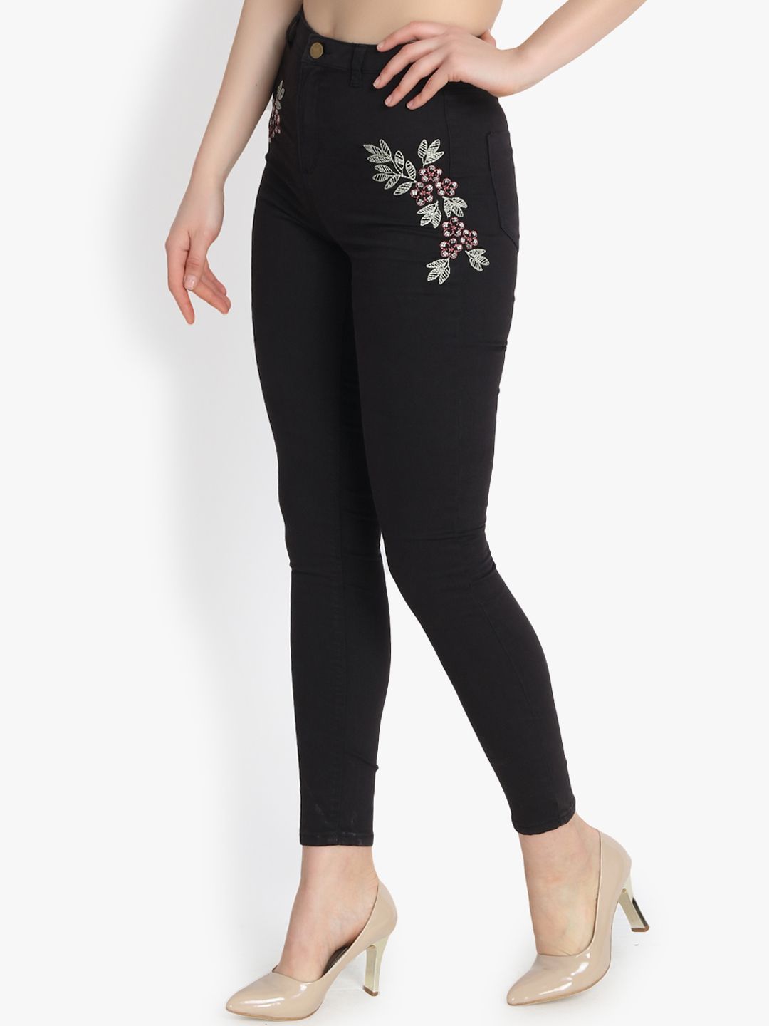 Kotty Women Black Skinny Fit High-Rise Clean Look Stretchable Jeans