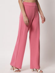 Kotty Women Relaxed Straight Leg Straight Fit High-Rise Easy Wash Parallel Trousers