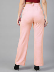 Kotty Women Straight Fit High-Rise Easy Wash Trousers