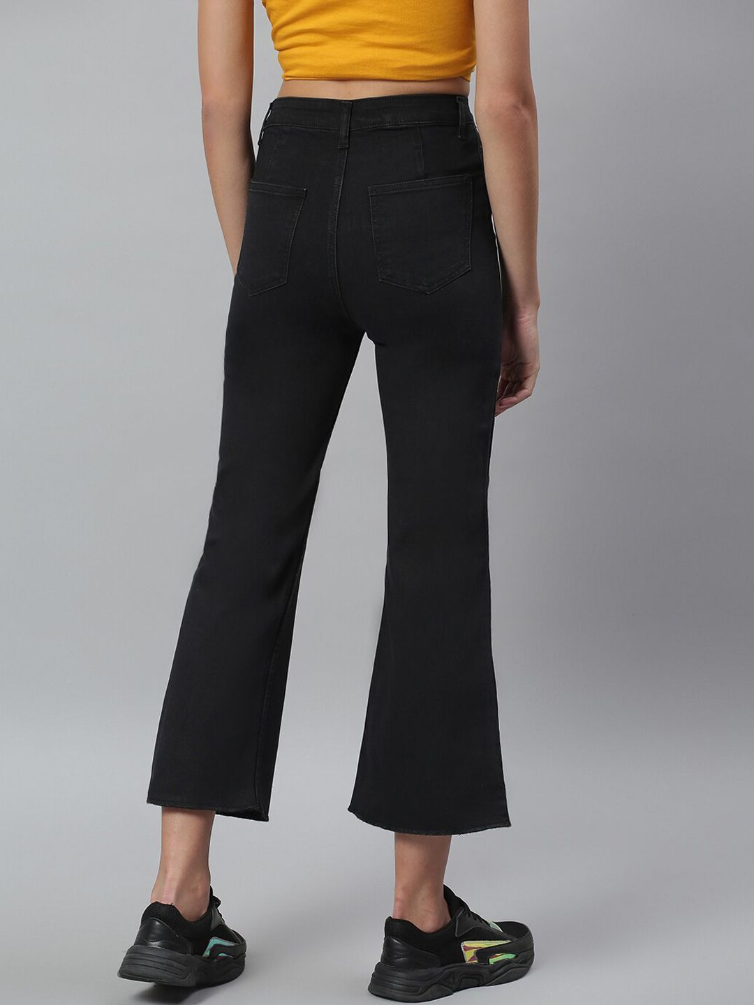 Kotty Women Black Bootcut High-Rise Clean Look Stretchable Jeans