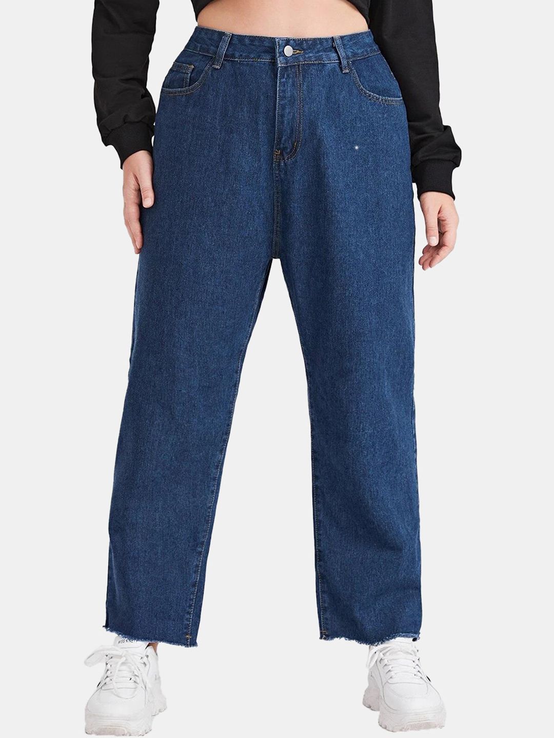 Kotty Women Blue Jean High Rise Straight Fit Stretchable Cotton Jeans