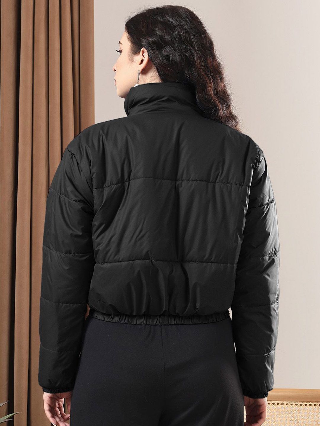 Kotty Women Mock Collar Solid Casual Insulator Padded Jacket
