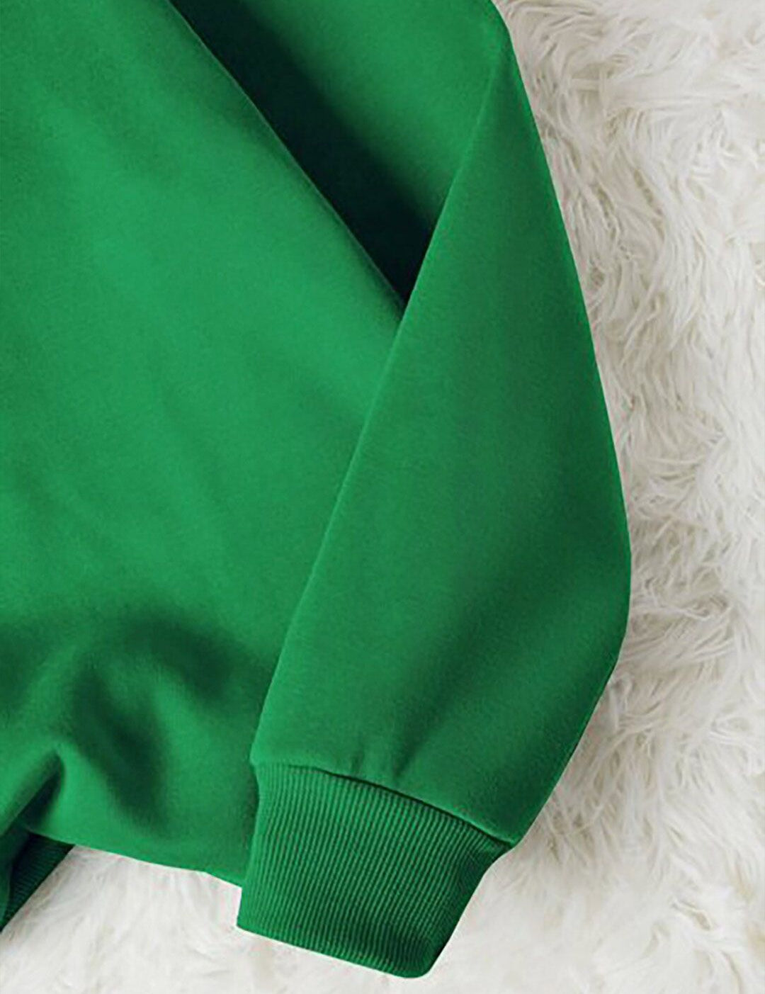 Kotty Green Typography Printed Long Sleeves Fleece Pullover Sweatshirt