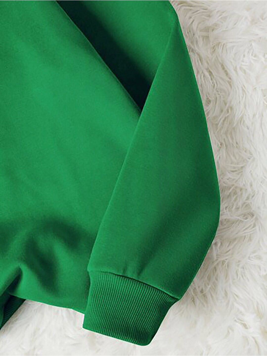 Kotty Green Typography Printed Long Sleeves Fleece Pullover Sweatshirt