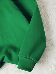 Kotty Green Typography Printed Long Sleeves Fleece Pullover Sweatshirt