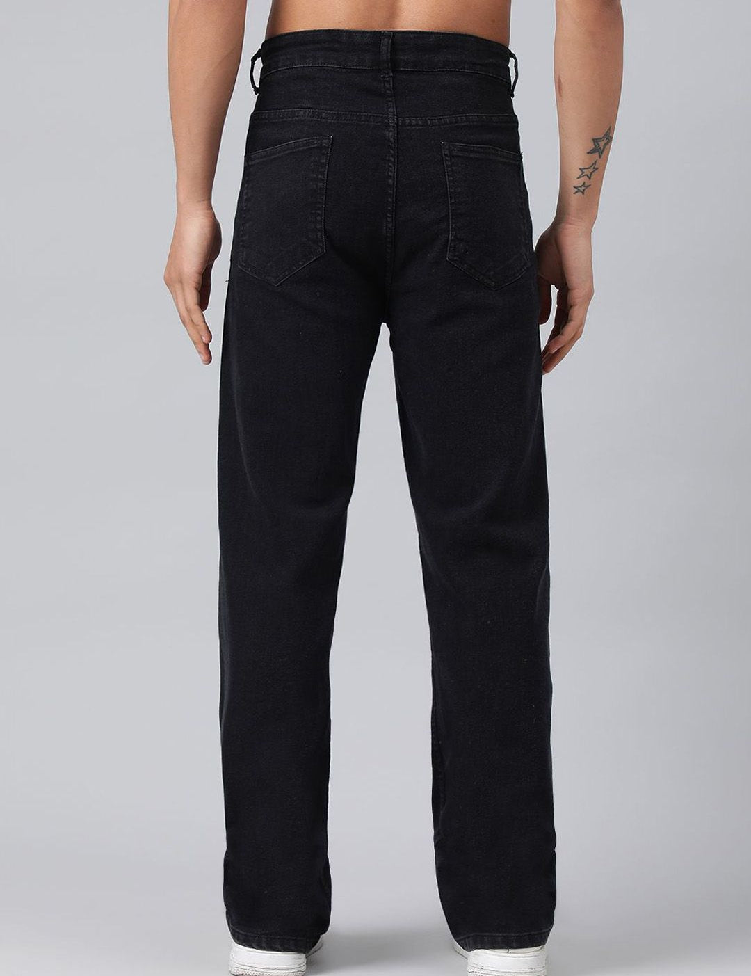 Kotty Men Black Jean Straight Fit Low-Rise Clean Look Stretchable Jeans