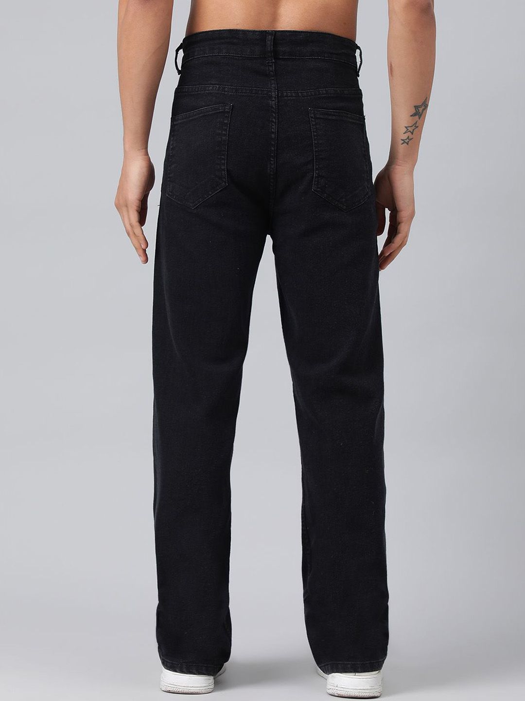 Kotty Men Black Jean Straight Fit Low-Rise Clean Look Stretchable Jeans