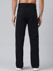 Kotty Men Black Jean Straight Fit Low-Rise Clean Look Stretchable Jeans