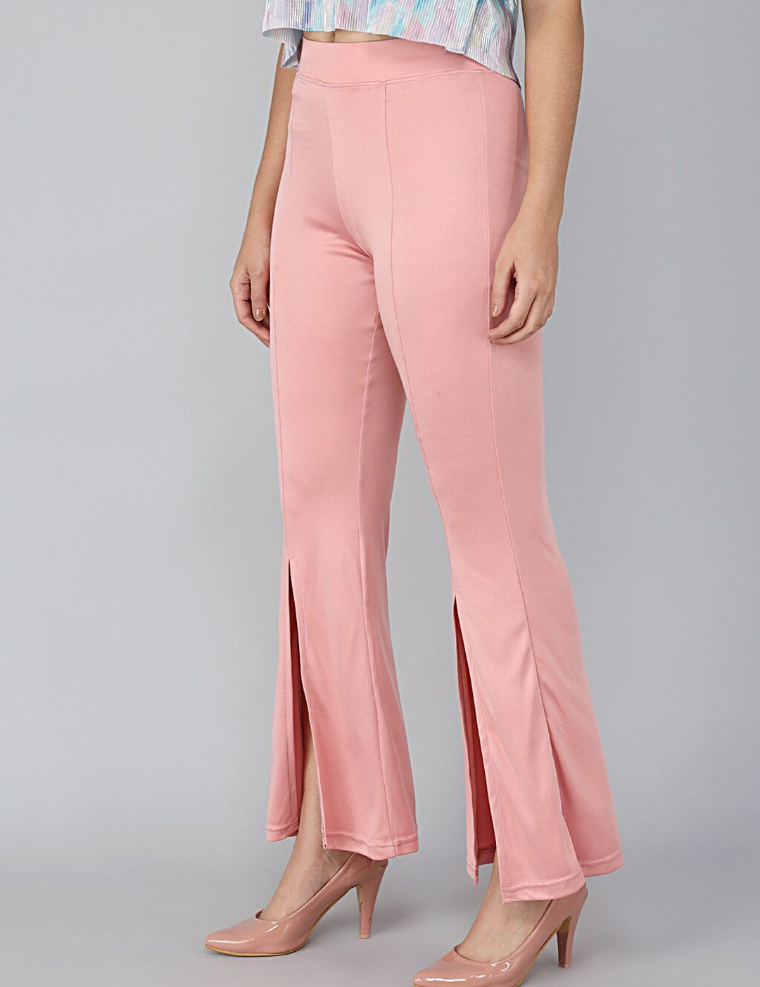 Kotty Women Pink Flared High-Rise Bootcut Trousers
