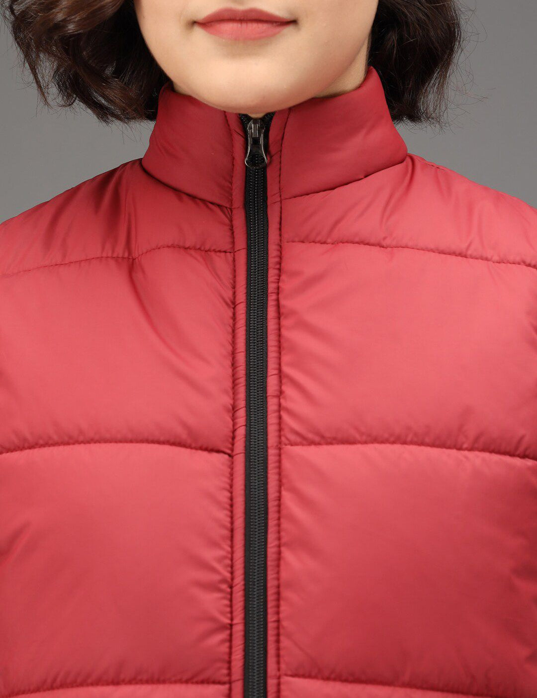 Kotty Women Maroon Solid Sleeveless Puffer Jacket