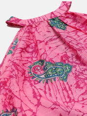 Kotty Floral Printed Halter Neck Layered Crepe Fit & Flare Midi Dress