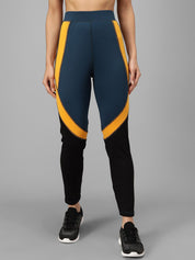 Kotty Women Green & Yellow Colourblocked Tights