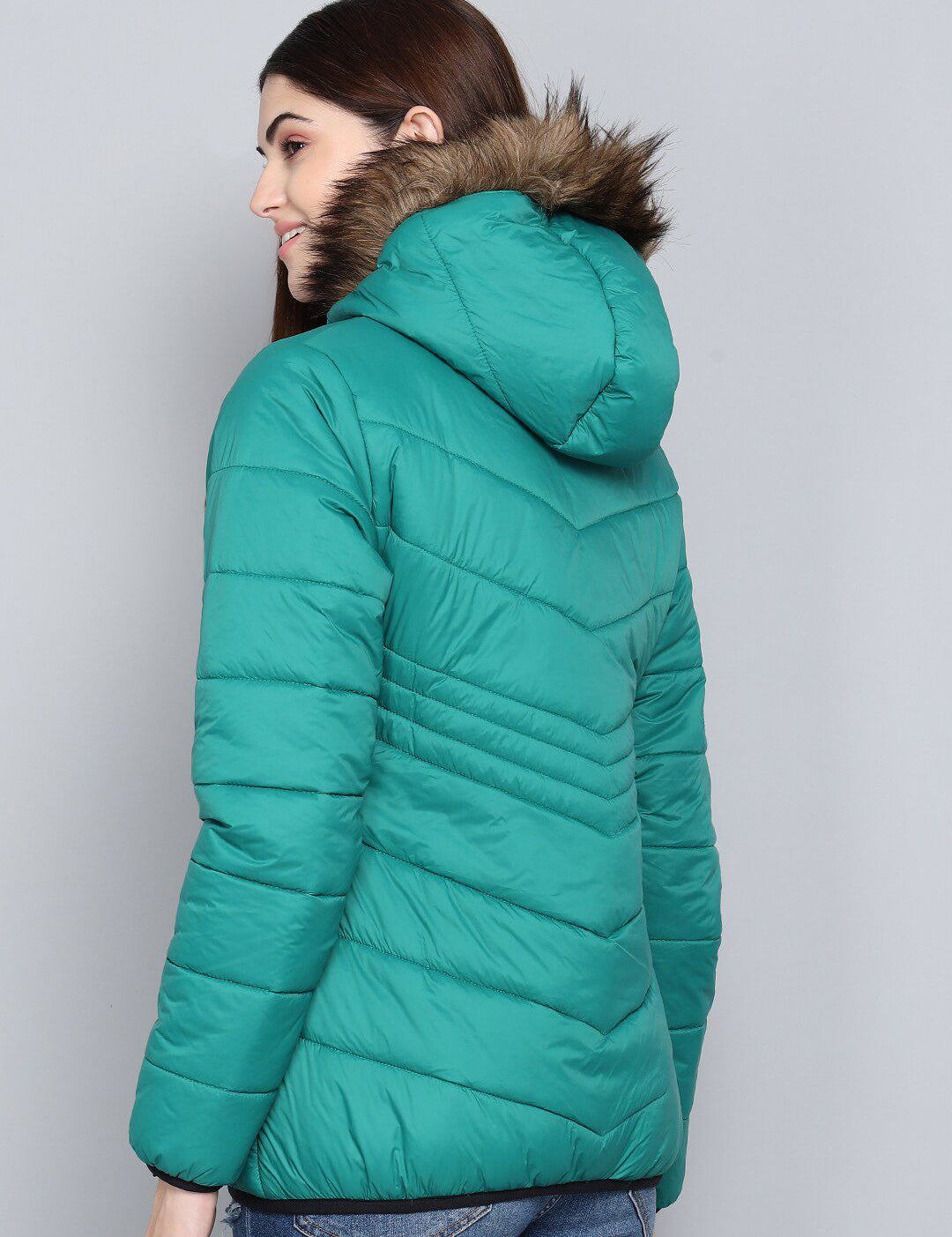Kotty Women Green Hooded Puffer Jacket