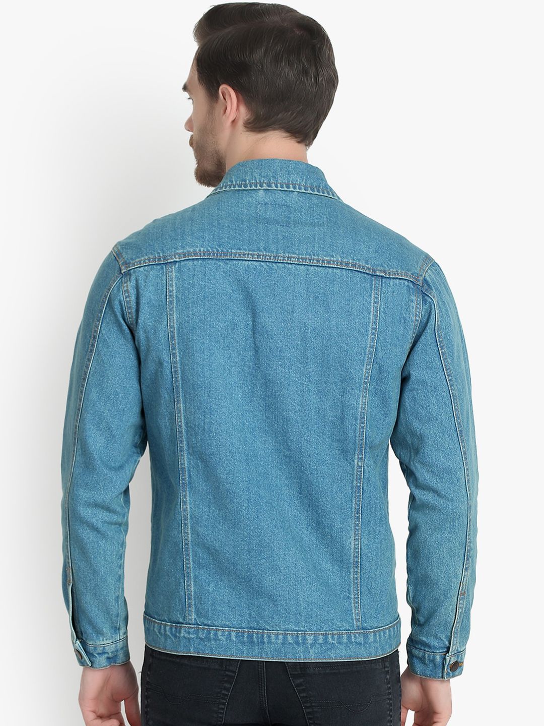 Kotty Men Blue Solid Denim Jacket