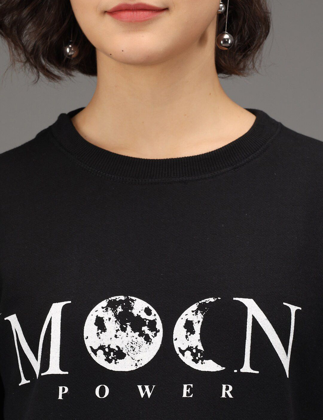 Kotty Women Black Typography Printed Pullover Sweatshirt