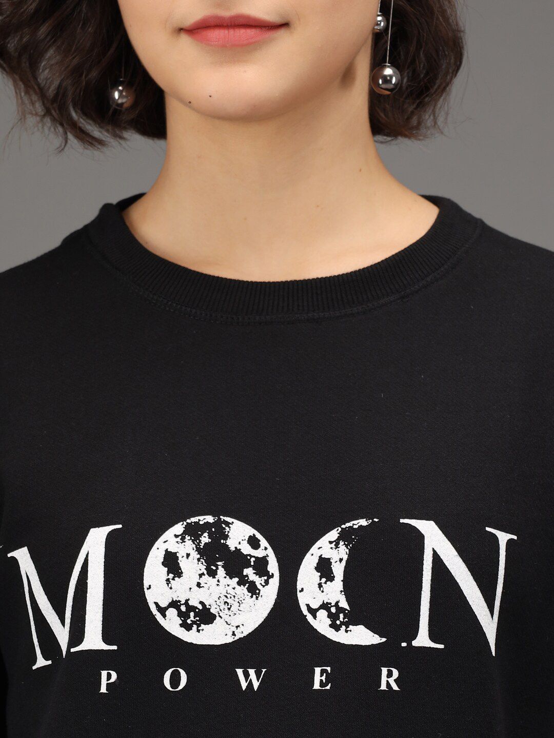 Kotty Women Black Typography Printed Pullover Sweatshirt