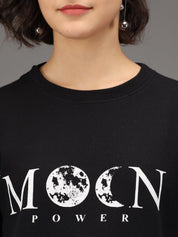 Kotty Women Black Typography Printed Pullover Sweatshirt
