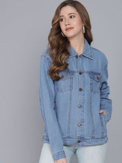 Kotty Women Blue Washed Denim Jacket