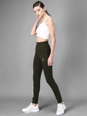 Kotty Women Olive Green & White Printed Joggers