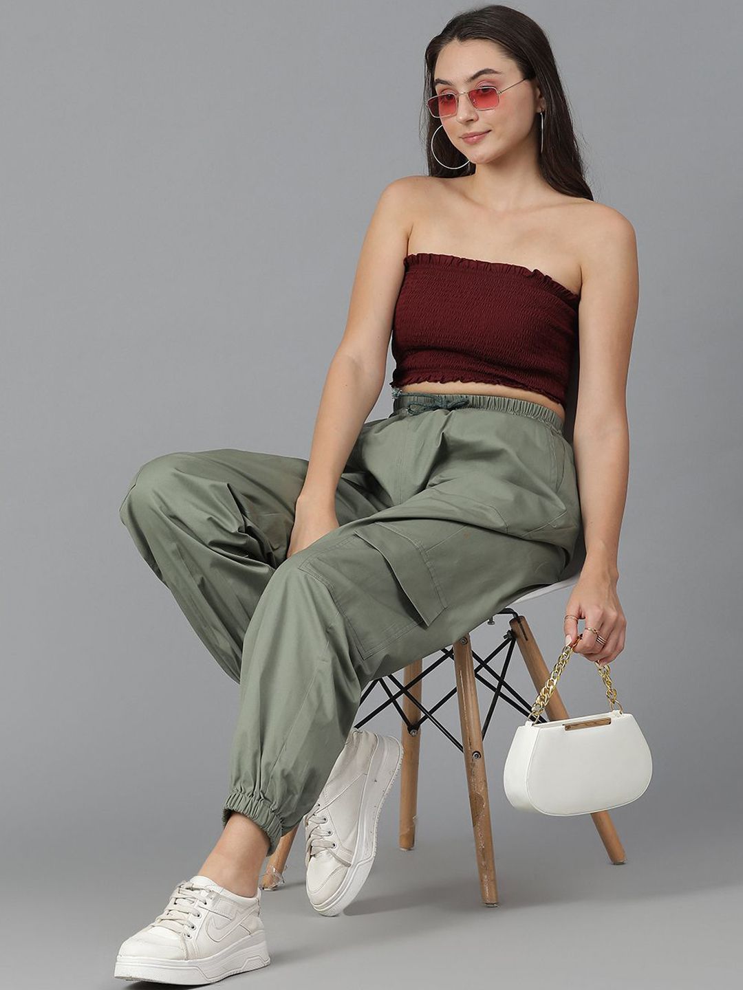 Kotty Women High-Rise Easy Wash Cotton Chinos Trousers