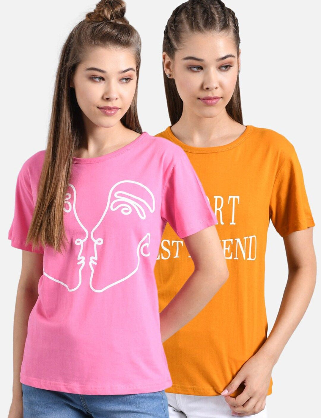 Kotty Women Pack Of 2 Printed Round Neck T-shirts