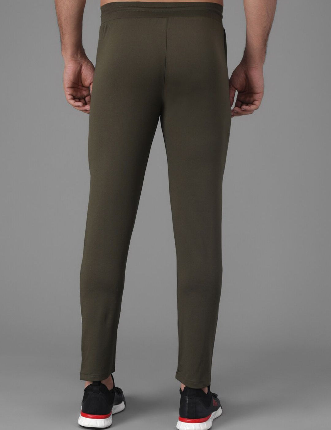 Kotty Men Olive Green Solid Side Panelled Track Pants