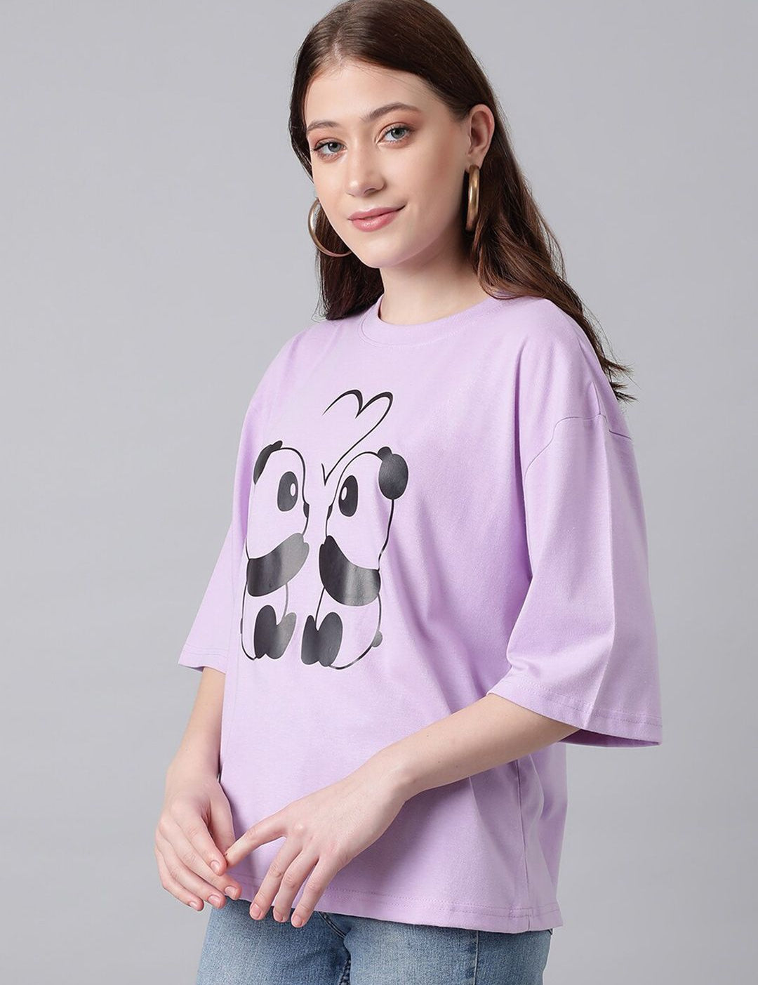 Kotty Graphic Printed Drop Shoulder Sleeves Oversized T-shirt