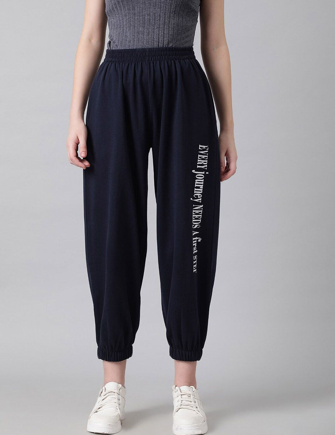 Kotty Women Typography Printed Cotton Relaxed-Fit Joggers