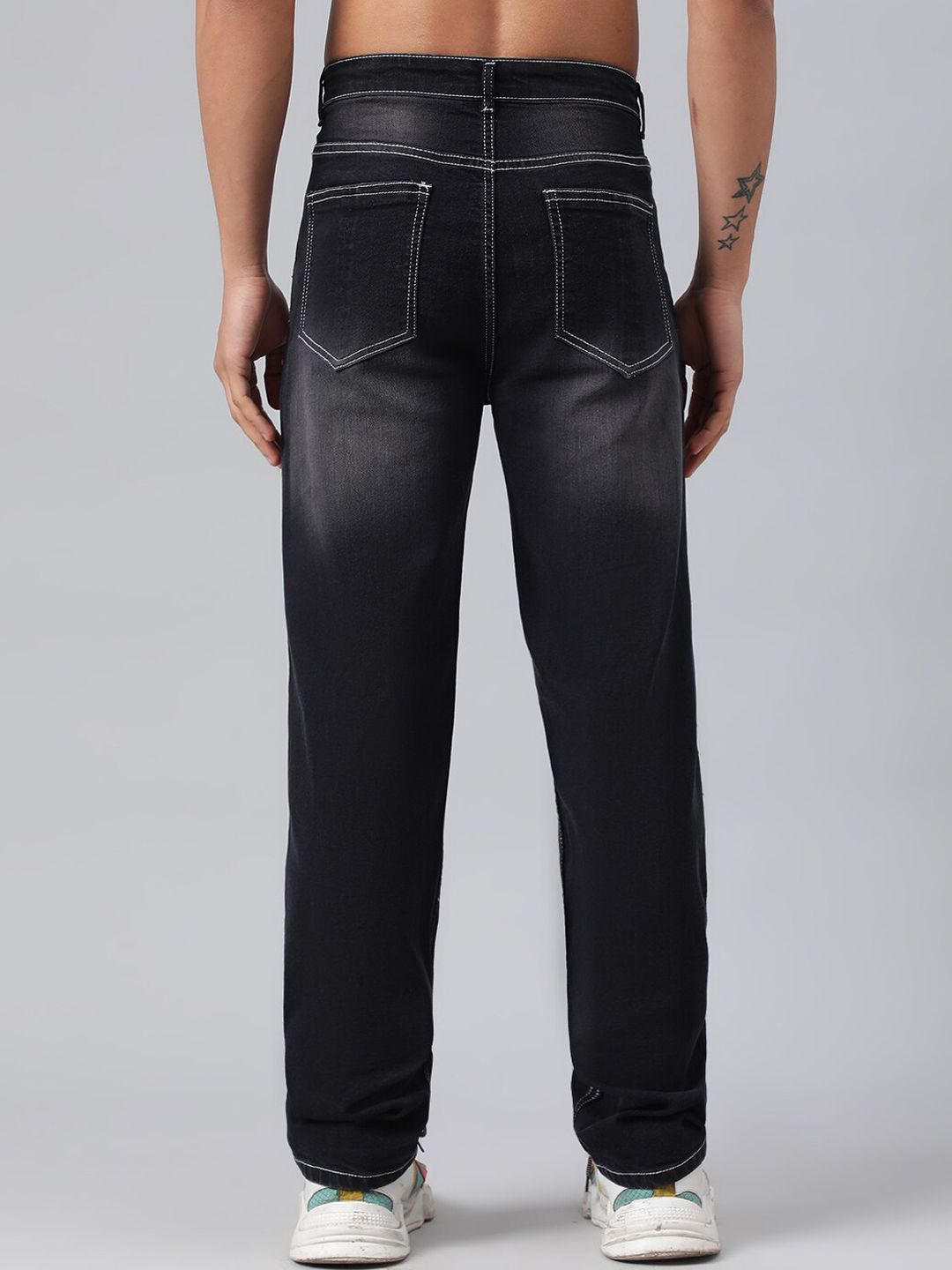 Kotty Men Low-Rise Low Distress Heavy Fade Stretchable Jeans