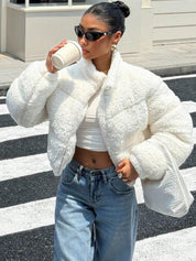 Kotty Women Woollen Crop Open Front Jacket