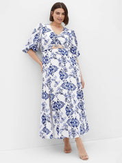 CURVE BY KOTTY Wmen Floral Printed Cut-Outs A-Line Maxi Dress