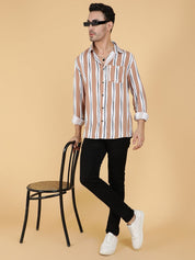 Kotty Men Relaxed Spread Collar Graphic Printed Cotton Casual Shirt