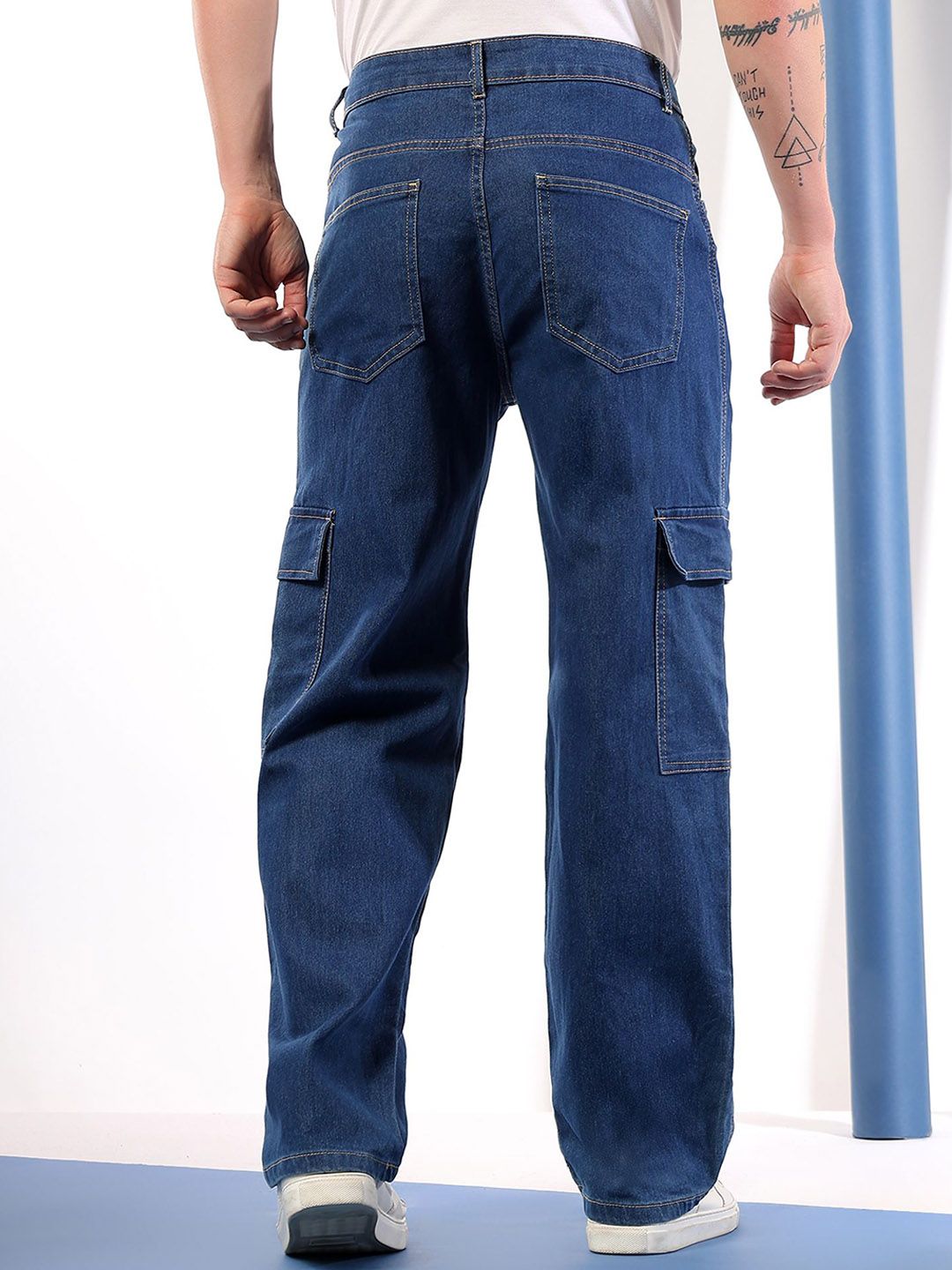 Kotty Men Relaxed Fit Low-Rise Cargo Styles Stretchable Jeans