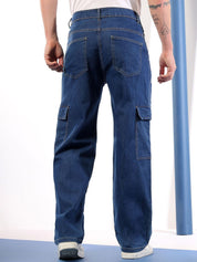 Kotty Men Relaxed Fit Low-Rise Cargo Styles Stretchable Jeans