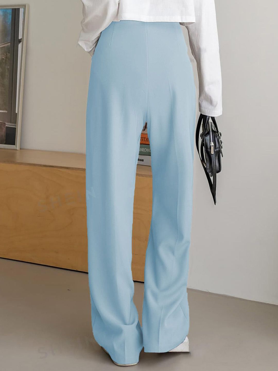 Kotty Women Straight Fit High-Rise Easy Wash Pleated Formal Trousers