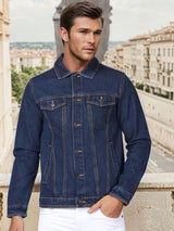 Kotty Men Solid Spread Collar Denim Jacket