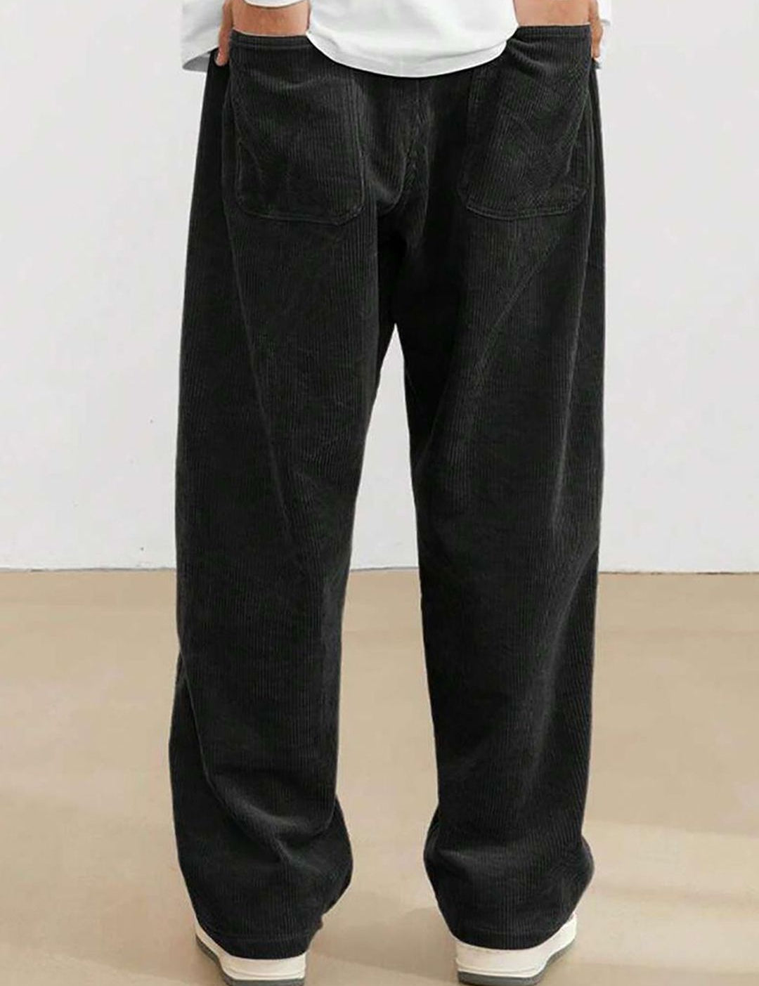 Kotty Men Relaxed Loose Fit High-Rise Corduroy Cotton Trousers