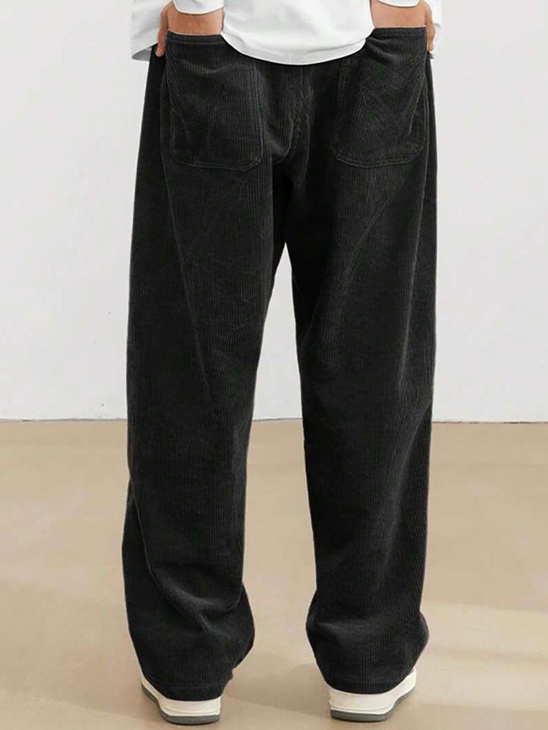 Kotty Men Relaxed Loose Fit High-Rise Corduroy Cotton Trousers