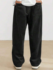 Kotty Men Relaxed Loose Fit High-Rise Corduroy Cotton Trousers