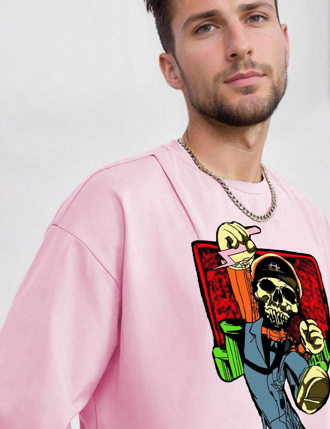 Kotty Men Graphic Printed Round Neck Cotton Oversized T-Shirt