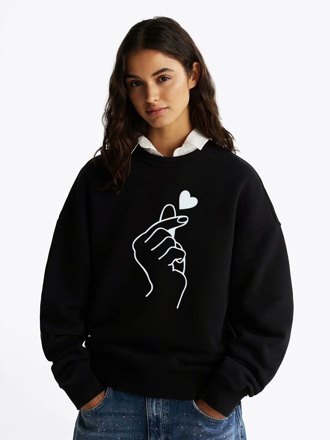 Kotty Women Graphic Printed Round Neck Long Sleeves Pullover Sweatshirt