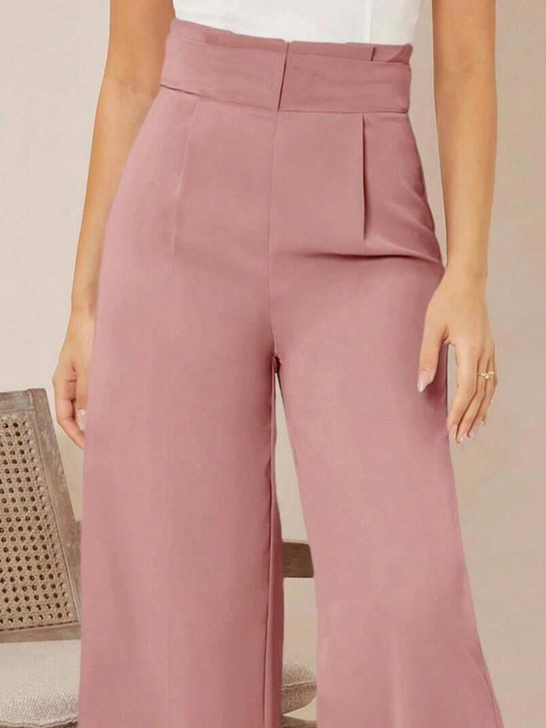 Kotty Women Wide Leg High-Rise Easy Wash Pleated Trousers