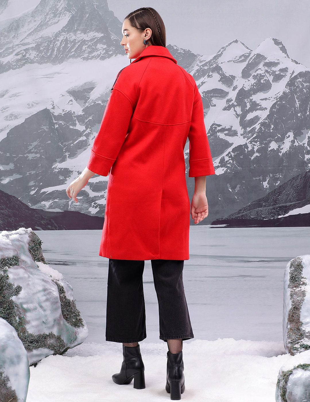 Kotty Women Cotton Notched Lapel Single-Breasted Overcoat