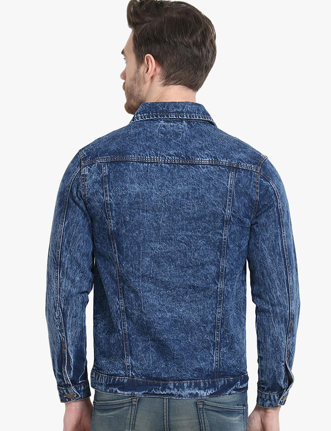 Kotty Men Blue Solid Denim Jacket